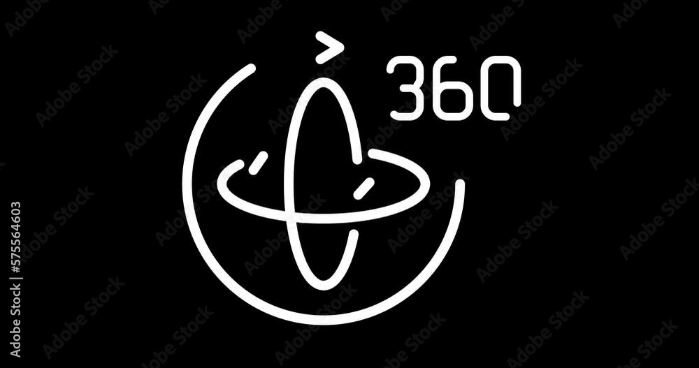 360 degrees rotation animated outline icon with alpha channel ...