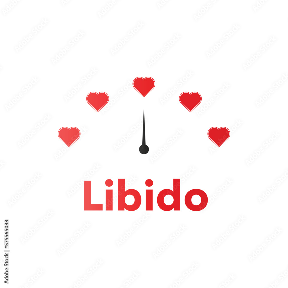 Libido scale with hearts. Sensual desires and opportunities indicator