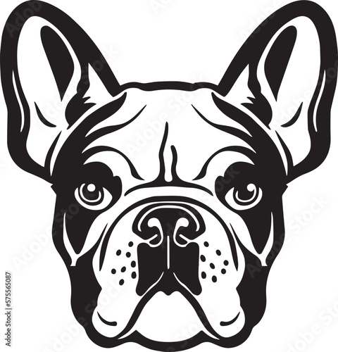 French bulldog face isolated on a white background  SVG  Vector  Illustration.