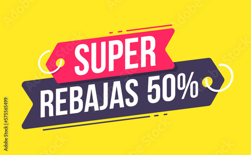 Super Sale Spanish 50% Off  Advertising Shopping Label