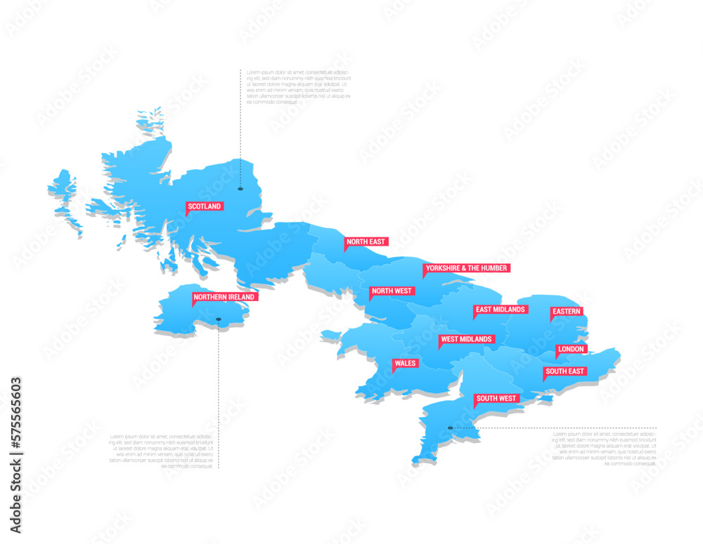 United Kingdom UK Regions Map Vector Illustration