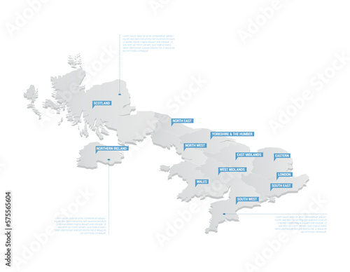 United Kingdom UK Regions Map Vector Illustration