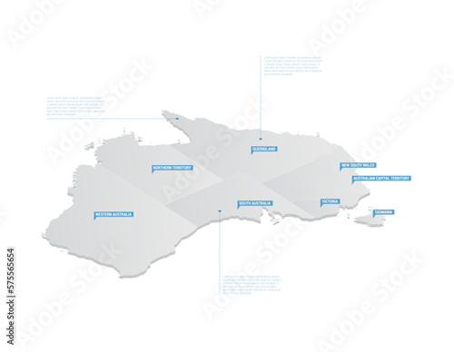 Australia Regions Map Vector Illustration