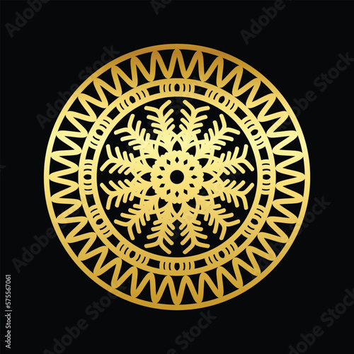 Luxury ornamental mandala design background in gold color vector © City It Institute