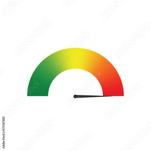 Measuring scale indicator. Gauge with color dial showing