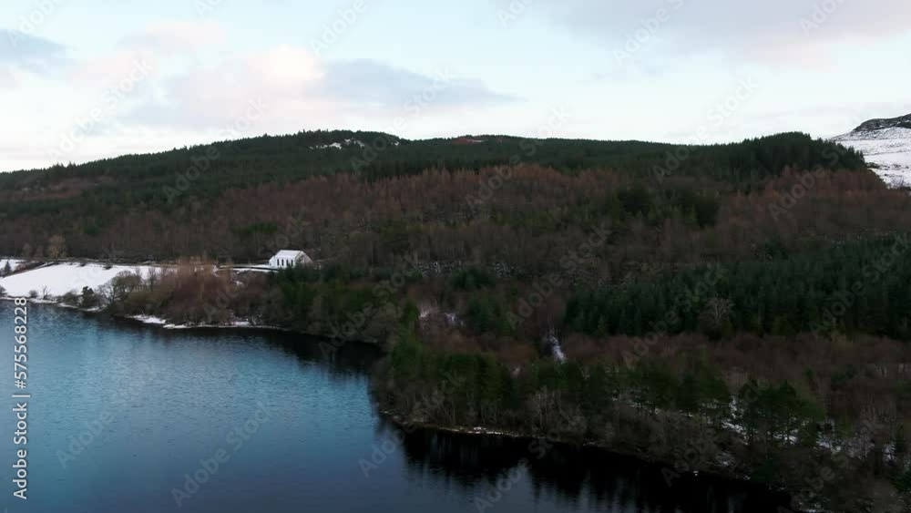Aerial view of St. Colmcilles church, Glendowan, Lough Gartan, County Donegal - Ireland Aerial view of St. Colmcilles church, Glendowan, Lough Gartan, County Donegal - Ireland