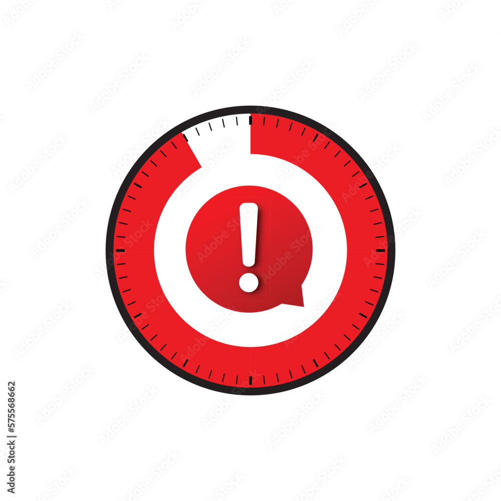 Red gauge with scale and exclamation point Red gauge with scale and exclamation point
