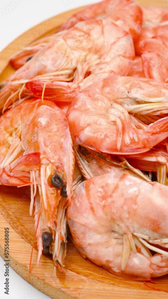 angle pan fresh cooked shrimps on white at vertical composition angle pan fresh cooked shrimps on white at vertical composition