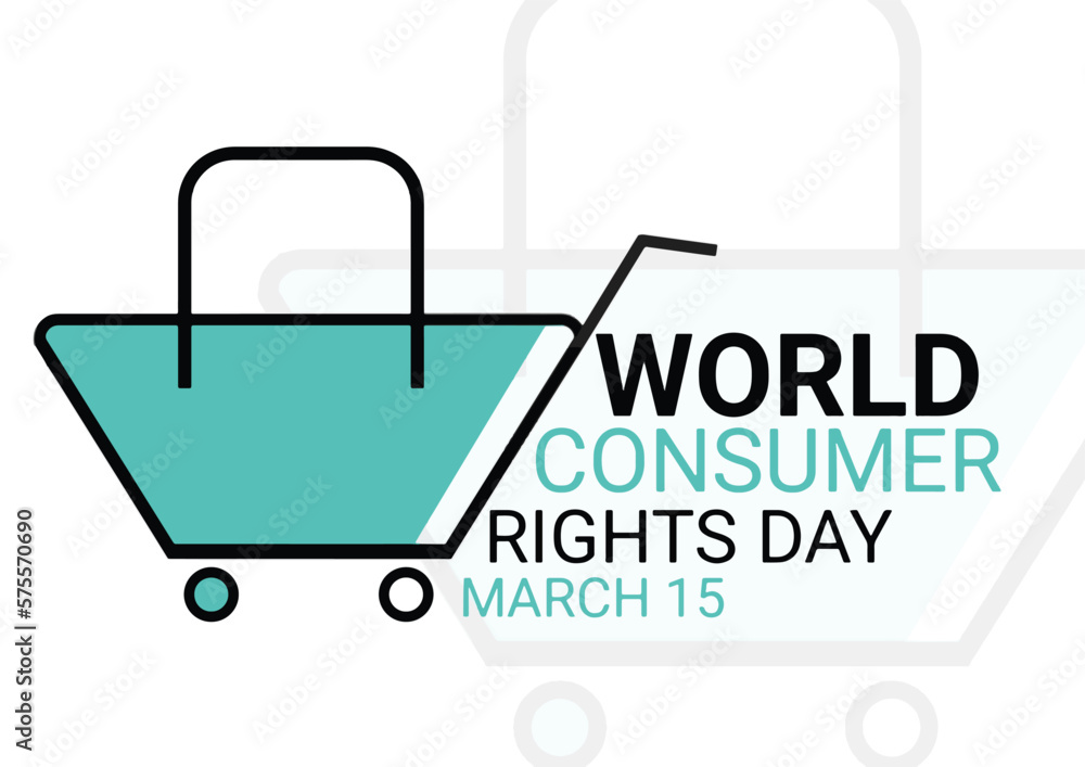 A Vector World Consumer Rights Day concept with shopping cart on white background. A Vector World Consumer Rights Day concept with shopping cart on white background.