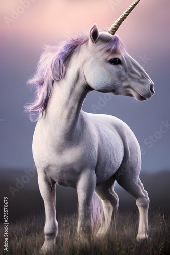 Cute Unicorn horse  horn animal fantasy.Generative AI 