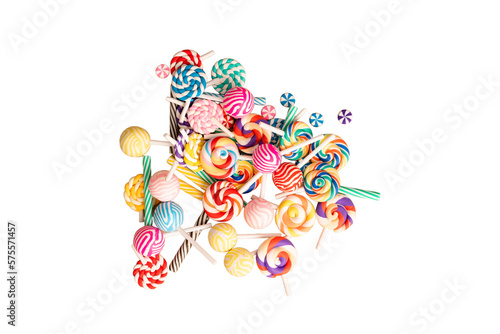 Tableau sur toile Colored lollipop isolated on white background