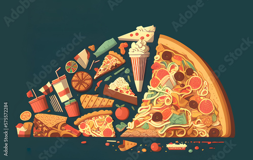 Junk Food Colorful Pile Flat