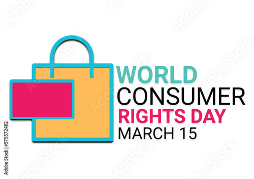 A vector illustration World Consumer Rights Day with shopping bag on white background