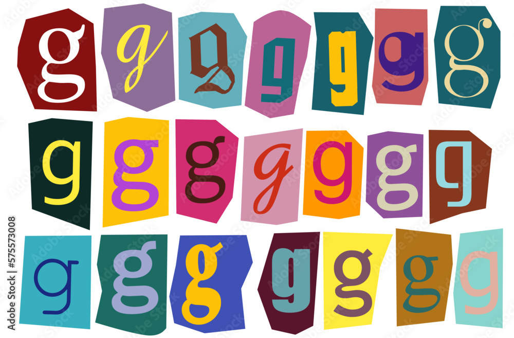 Alphabet g - vector cut newspaper and magazine letters, paper style ransom note letter Alphabet g - vector cut newspaper and magazine letters, paper style ransom note letter