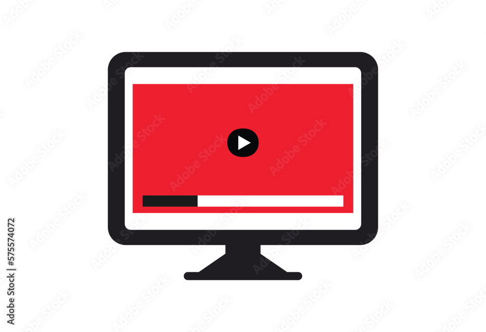 Watching videos online. TV monitor with paused video Watching videos online. TV monitor with paused video