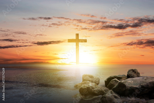 Christian Cross on the lake