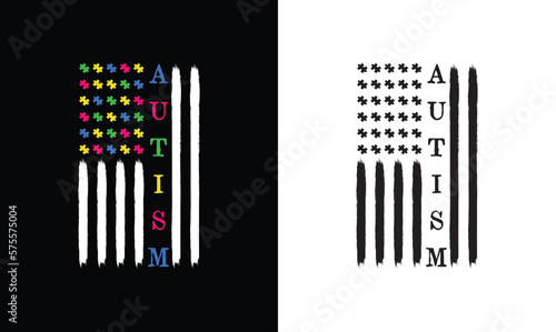 Autism USA Flag T shirt design, typography