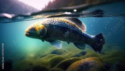 A Stunning Illustration of Lake Fish in their Underwater World. Generative ai