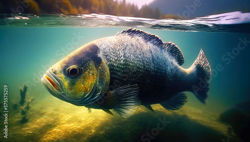 A Stunning Illustration of Lake Fish in their Underwater World. Generative ai