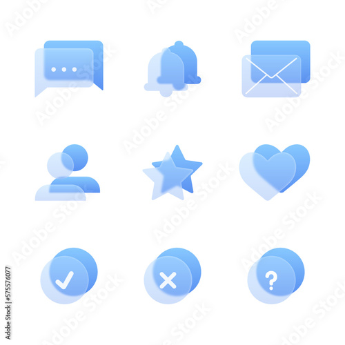 Glasmorphism Icons Set For Business. Icons For Interface.