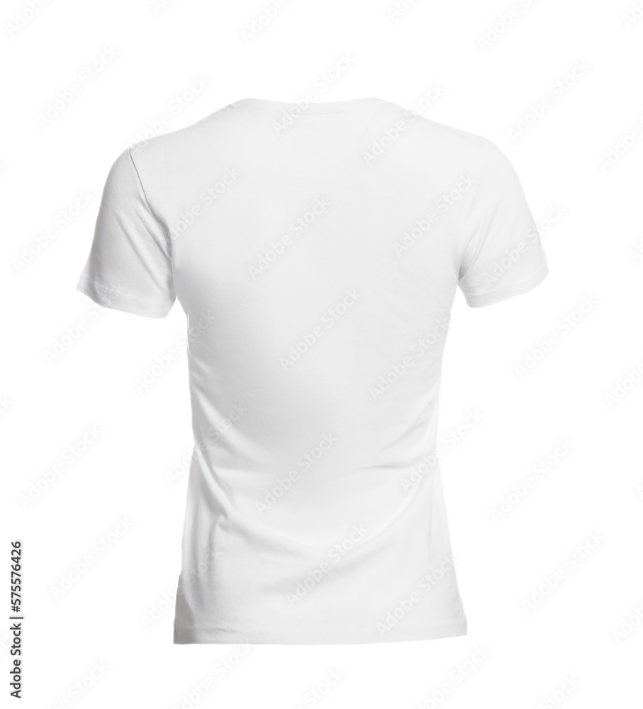 Stylish women's t-shirt isolated on white. Mockup for design Stylish women's t-shirt isolated on white. Mockup for design