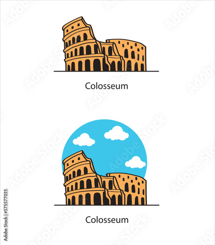 Rome, Italy Colosseum. Hand drawing vector illustration