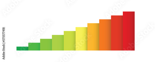 Increasing color bar. Financial business report chart