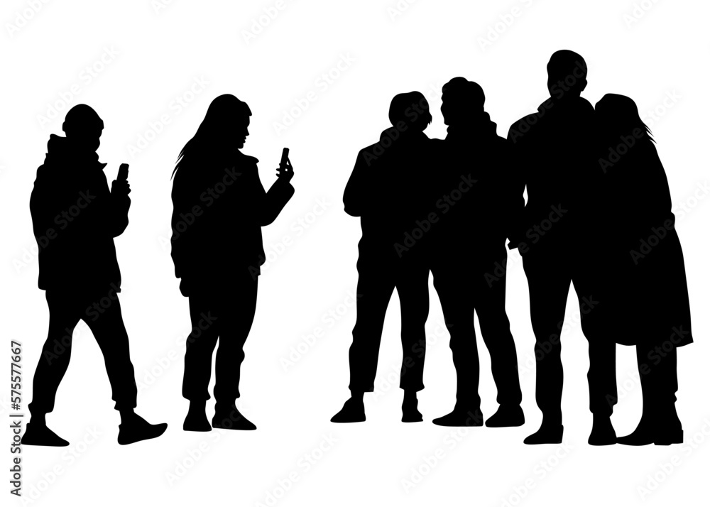 People with a photo camera on white background