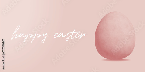 Simple Minimalist Easter Holidays Vector Illustration. Big Pink Egg and White Handwritten Wishes on a Pastel Pink Background. Elegant Easter Illustration ideal for Banner, Card, Greetings.