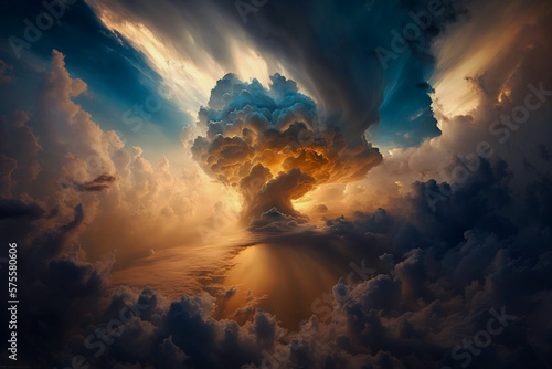 Background of a cloudy sky with colorful light