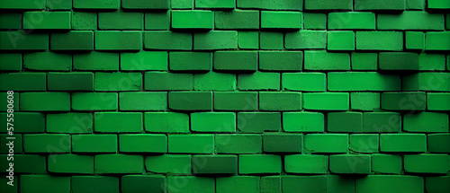 Dark green color block brick wall texture pattern for St. Patrick's Day card background also have copy space for text