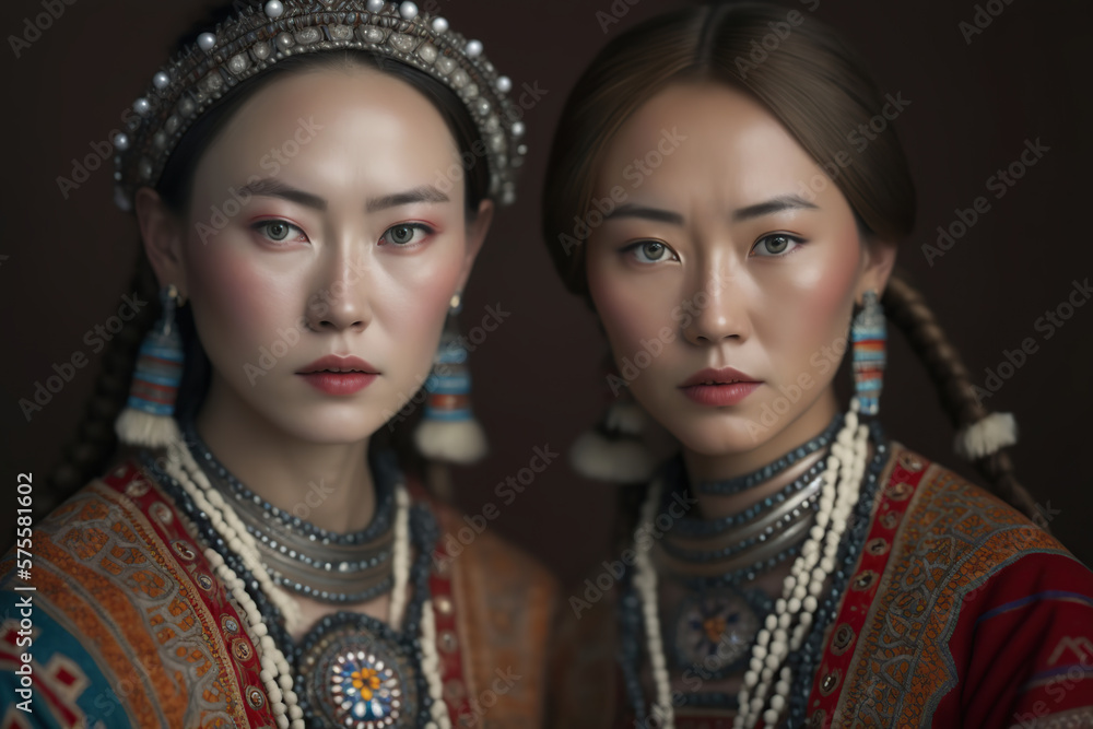 Yakut Indigenous women in Traditional Clothing from Siberia
