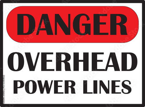 Overhead power lines warning sign vector eps