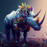 Fantasy Animal Rainbow Rhinos