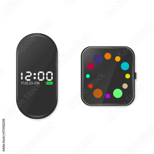 Set of digital devices, front view. 3D vector illustration.