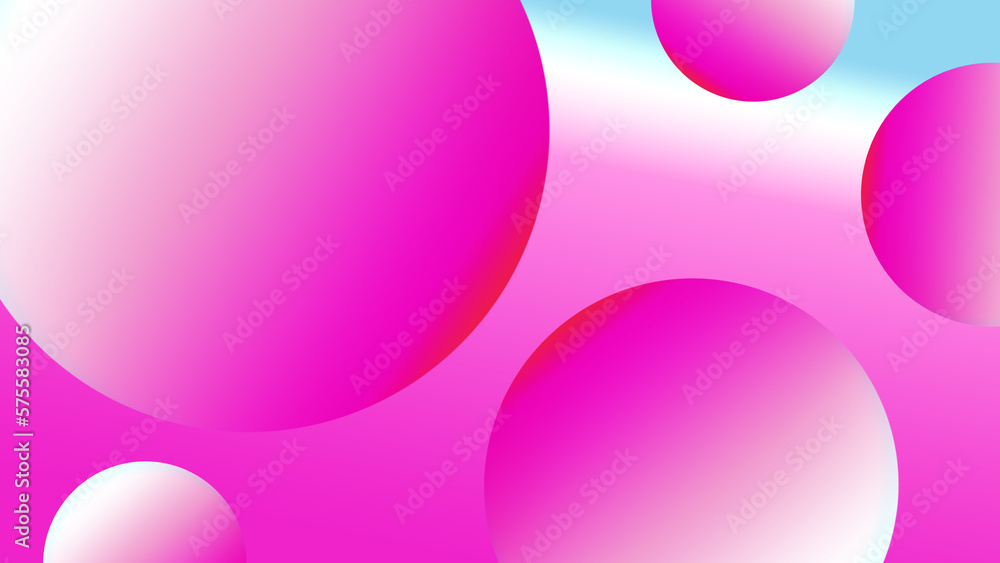Abstract liquid fluid circles pink, red and blue color background with copy space. 3D sphere shape pastel color design. Creative minimal bubble trendy gradient template. illustration