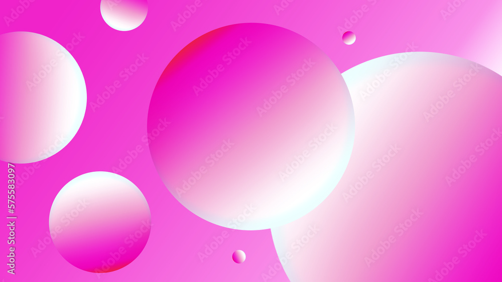 Abstract liquid fluid circles pink, red , and white color background with copy space. 3D sphere shape pastel color design. Creative minimal bubble trendy gradient template. illustration