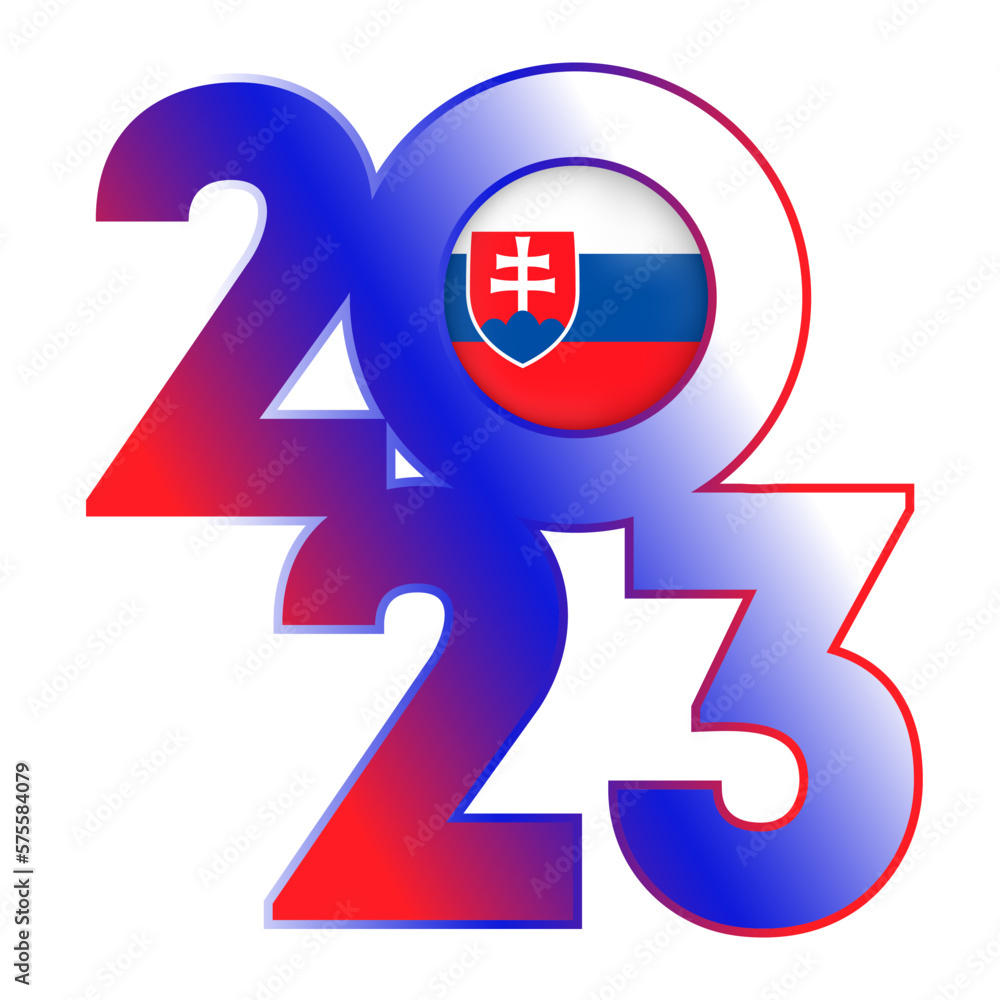 Happy New Year 2023 banner with Slovakia flag inside. Vector illustration. Happy New Year 2023 banner with Slovakia flag inside. Vector illustration.