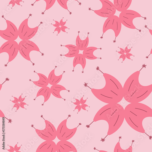Delicate seamless pattern with pink flowers on a light background