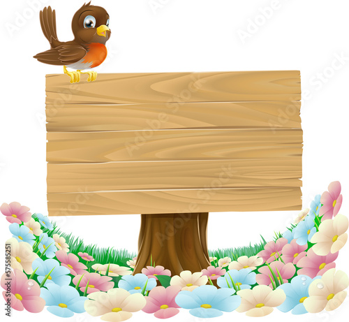 Robin Bird Cartoon Wooden B...