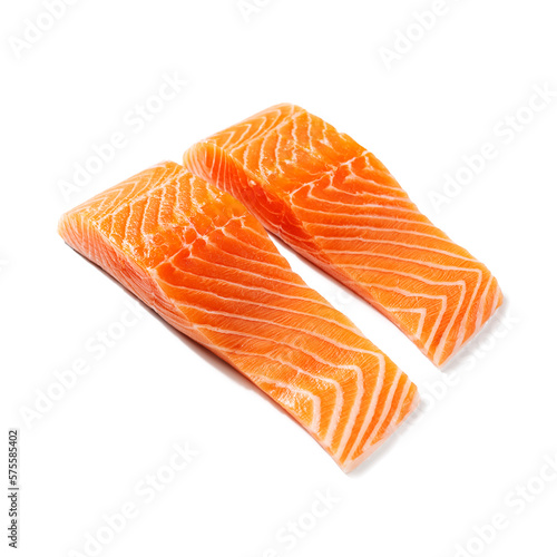 Fresh raw salmon fillet isolated on white background.