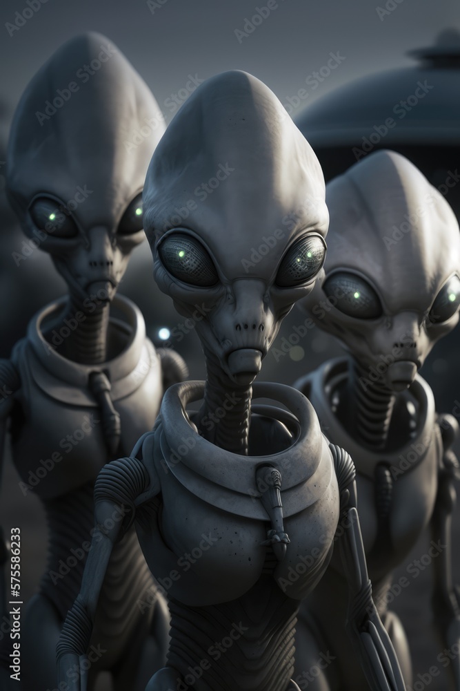 Fototapeta premium Aliens and extra terrestrials from other worlds made with generative ai