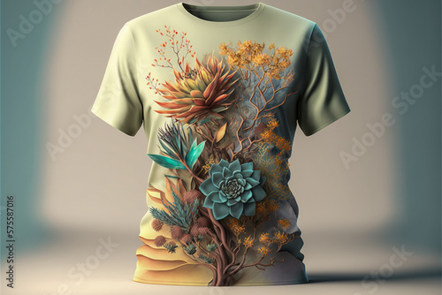 3d rendering illustration with men's clothing and botanical elements, generative ai photo