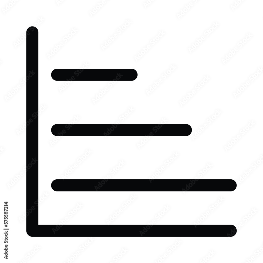Line or horizontal bar chart icon for analyzing data Line or horizontal bar chart icon for analyzing data