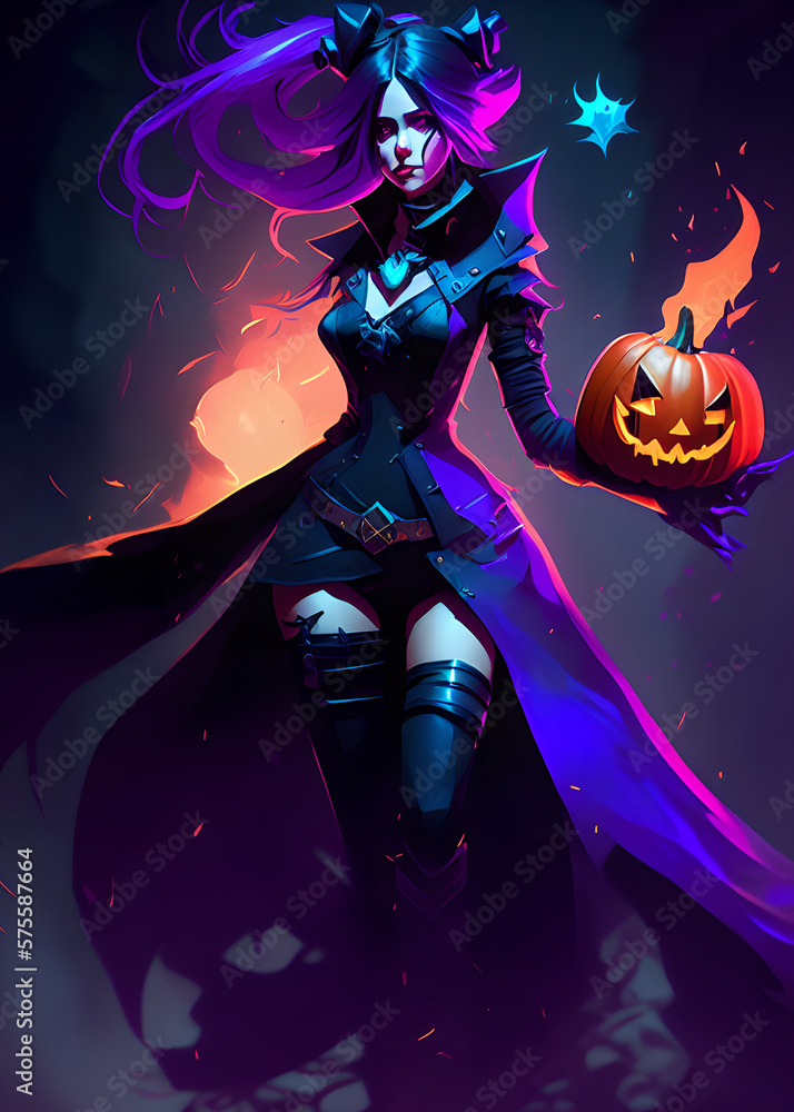 Halloween girl - obrazy, fototapety, plakaty 