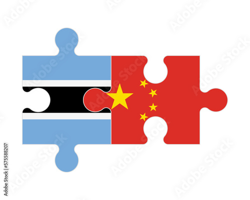 Puzzle of flags of Botswana and China, vector