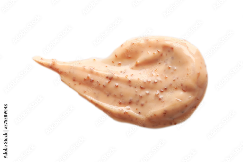 Sample of natural scrub on white background, top view Sample of natural scrub on white background, top view