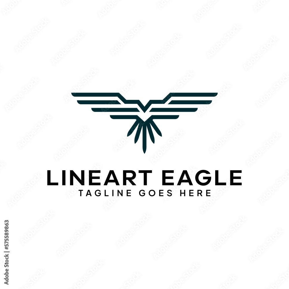 Flying eagle logo, line art style. Flying eagle logo, line art style.