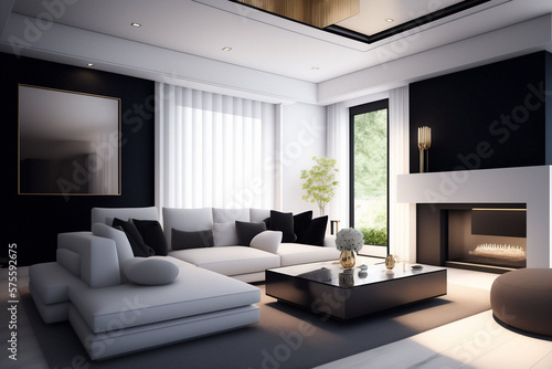 "Sleek Serenity: A modern living room that exudes sophistication, comfort, and style." © 2take