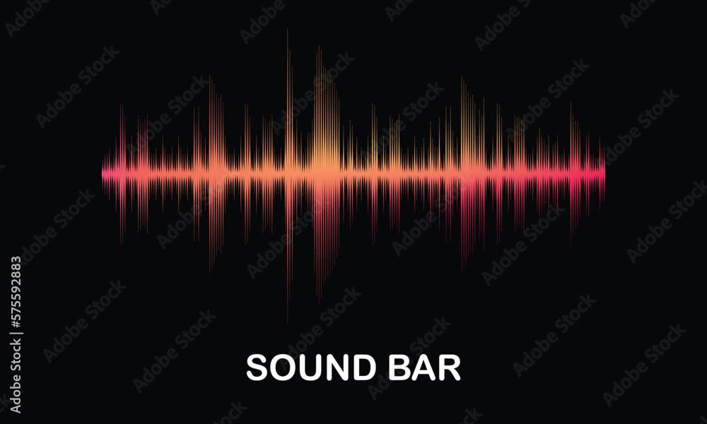 Fototapeta premium Abstract sound bar stripe lines colourful equalizer isolated on black background. Vector illustration in concept music, sound, technology.